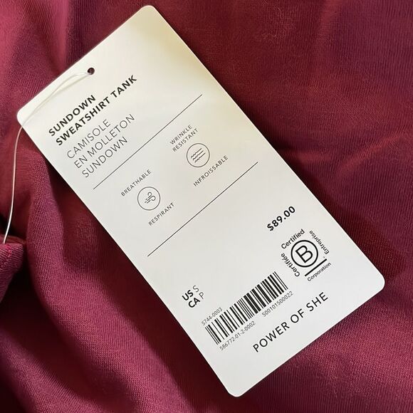 ATHLETA Sundown Sweatshirt Tank, Berry, Size Small - Picture 5 of 8